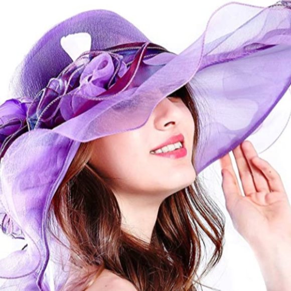 Women\'s Organza UV proof church RACING HAT headdre